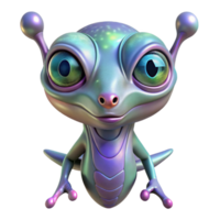 alluring mid-century Alien creature with iridescent scales and three eyes NO BACKGROUND with Transparent Background. luxury png