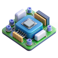 spectacular joyful organic A motherboard, with components attached. NO BACKGROUND with Transparent Background. artisan png