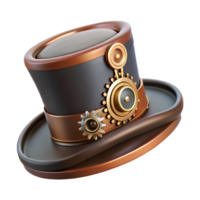 vibrant artistic Steampunk top hat fascinator with miniature gears and feathers. NO BACKGROUND with Transparent Background. precision png