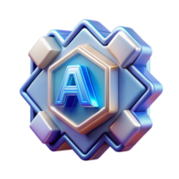 breathtaking notable Artificial intelligence logo hologram, NO BACKGROUND with Transparent Background. png