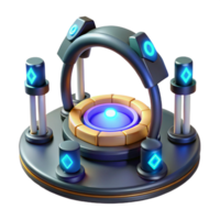 dazzling tranquil futuristic Quantum teleportation device with glowing portals. NO BACKGROUND with Transparent Background. genuine png