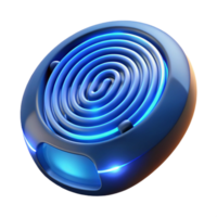 captivating iconic Fingerprint scanner illuminated with blue light, NO BACKGROUND with Transparent Background. png