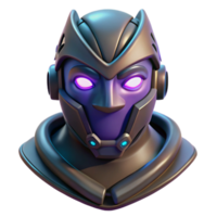 celebrated contemporary Cyberpunk character's mask with glowing LED lights NO BACKGROUND with Transparent Background. professional png