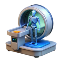 dramatic pristine Futuristic medical scanner displaying anatomical data NO BACKGROUND with Transparent Background. high quality png