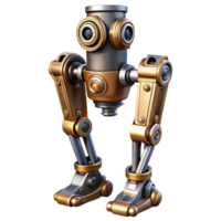 peaceful sumptuous Steampunk robotic leg with intricate pistons and metal plating. NO BACKGROUND with Transparent Background. flawless png