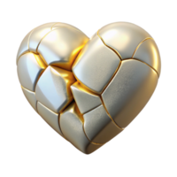 breathtaking victorian A cracked porcelain heart mended with gold. NO BACKGROUND with Transparent Background. high quality png