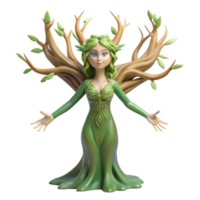 exquisite unforgettable A beautiful dryad, emerging from a tree, NO BACKGROUND with Transparent Background. png