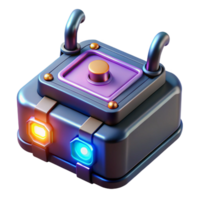 bold majestic Cyberpunk hacking device with flashing LEDs. NO BACKGROUND with Transparent Background. high resolution png