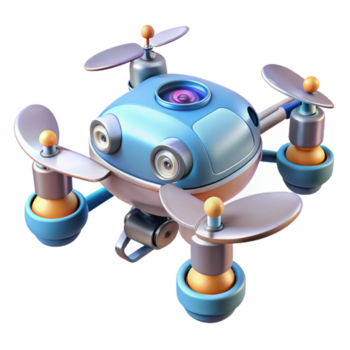 drammatico ipnotizzante galleggiante robotica fuco con multiplo macchine fotografiche e sensori no sfondo con trasparente sfondo. impeccabile png