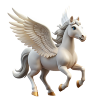 beautiful inspired A winged Pegasus, white horse with feathered wings, NO BACKGROUND with Transparent Background. png
