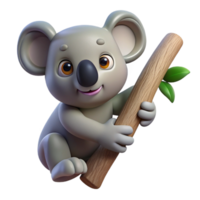memorable renaissance A koala, clinging to a tree branch. NO BACKGROUND with Transparent Background. masterfully captured png