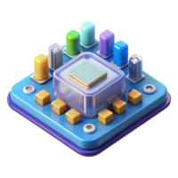 serene joyful futuristic A computer motherboard. NO BACKGROUND with Transparent Background. professional png