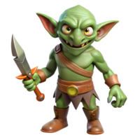 dazzling notable A menacing goblin, holding a rusty dagger. NO BACKGROUND with Transparent Background. png