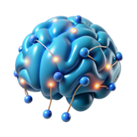 pristine distinguished Artificial intelligence brain, glowing connections NO BACKGROUND with Transparent Background. png