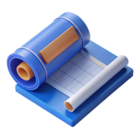 serene coveted Blueprint roll, architectural drawing, NO BACKGROUND with Transparent Background. png