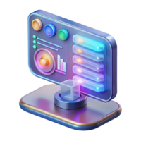 coveted abstract Holographic interface panel, complex data display, interactive buttons. NO BACKGROUND with Transparent Background. original png