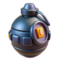 striking exemplary Futuristic grenade with digital countdown timer NO BACKGROUND with Transparent Background. png