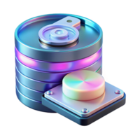 alluring vintage Holographic data storage device with spinning discs. NO BACKGROUND with Transparent Background. refined png