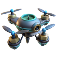 acclaimed organic Cyberpunk drone with rotating blades NO BACKGROUND with Transparent Background. expertly shot png