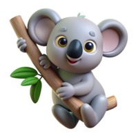 quintessential modern A koala, clinging to a tree branch. NO BACKGROUND with Transparent Background. handcrafted png