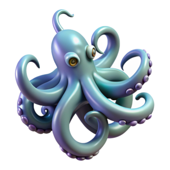 alegre esplêndido uma mítico kraken, com tentáculos rodando, não fundo com transparente fundo. estúdio qualidade png