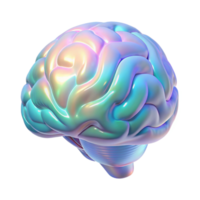 dramatic modern Holographic projection of a human brain NO BACKGROUND with Transparent Background. gallery standard png