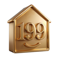 dreamy vibrant House number plaque, brass, engraved, NO BACKGROUND with Transparent Background. precision png