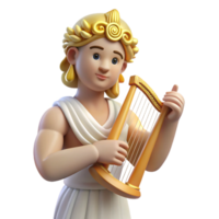 dramatic enchanting Apollo, Greek god of music and poetry, playing a lyre NO BACKGROUND with Transparent Background. professional png