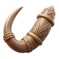 dreamy captivating A stylized orc tusk, with intricate carvings. NO BACKGROUND with Transparent Background. original png