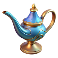 bold captivating Genie Lamp, ornate and magical, ready to be rubbed, NO BACKGROUND with Transparent Background. genuine png