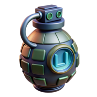 dreamy beautiful Futuristic grenade with digital countdown timer NO BACKGROUND with Transparent Background. ultra HD png