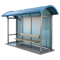 beautiful energetic minimalist Bus stop shelter, glass and metal, NO BACKGROUND with Transparent Background. genuine png