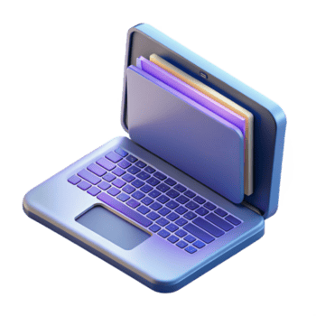 lindo apaixonado surreal computador portátil computador com aberto tampa, exibindo código não fundo com transparente fundo. fresco png