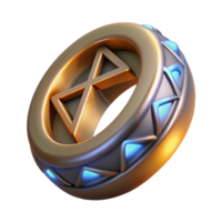 alluring surreal A single, ancient, magical ring, inscribed with runes. NO BACKGROUND with Transparent Background. crisp png
