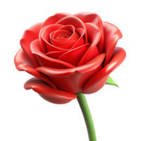 captivating inspired A single red rose, intricately detailed, NO BACKGROUND with Transparent Background. png