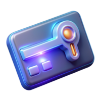 dazzling baroque Futuristic keycard with glowing symbols. NO BACKGROUND with Transparent Background. premium png