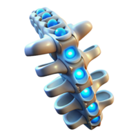 alluring energetic abstract Cybernetic spine with glowing vertebrae. NO BACKGROUND with Transparent Background. masterfully captured png