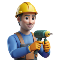 captivating timeless Construction worker using power drill NO BACKGROUND with Transparent Background. png