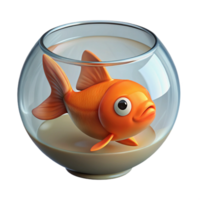 dazzling industrial A goldfish, swimming in a bowl. NO BACKGROUND with Transparent Background. artisan png