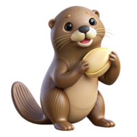 dazzling memorable A playful sea otter holding a shell. NO BACKGROUND with Transparent Background. png