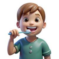 calm serene Child brushing teeth NO BACKGROUND with Transparent Background. high resolution png