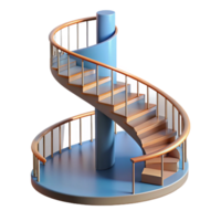 breathtaking industrial 3D render of a spiral staircase NO BACKGROUND with Transparent Background. flawless png