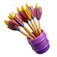dreamy gorgeous A quiver full of arrows, fletched with vibrant feathers. NO BACKGROUND with Transparent Background. genuine png
