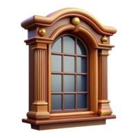 beautiful playful bohemian Victorian window frame, detailed woodwork, NO BACKGROUND with Transparent Background. top-tier png