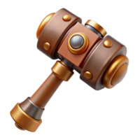 standout tropical Steampunk hammer with a brass head and a wooden handle. NO BACKGROUND with Transparent Background. exclusive png