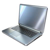 energetic striking A sleek, silver laptop computer, closed. NO BACKGROUND with Transparent Background. masterfully captured png