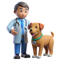 bold mesmerizing Veterinarian examining dog NO BACKGROUND with Transparent Background. authentic png