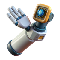 dynamic vibrant Cyberpunk style robotic arm holding a data chip NO BACKGROUND with Transparent Background. refined png