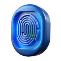 harmonious spectacular Biometric fingerprint scanner, glowing blue light NO BACKGROUND with Transparent Background. precision png