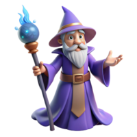 alluring peaceful vintage A powerful wizard with a staff, casting a spell. NO BACKGROUND with Transparent Background. ultra HD png